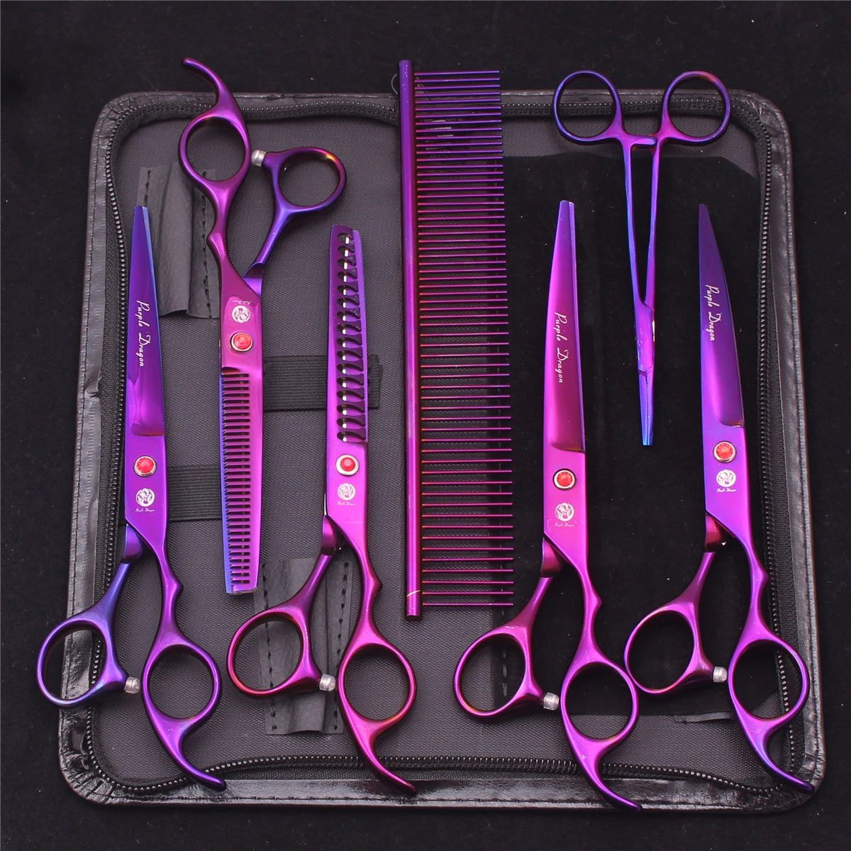 Set Professionale Toelettatura Purple Dragon – Forbici in Acciaio Inox Pink Edition