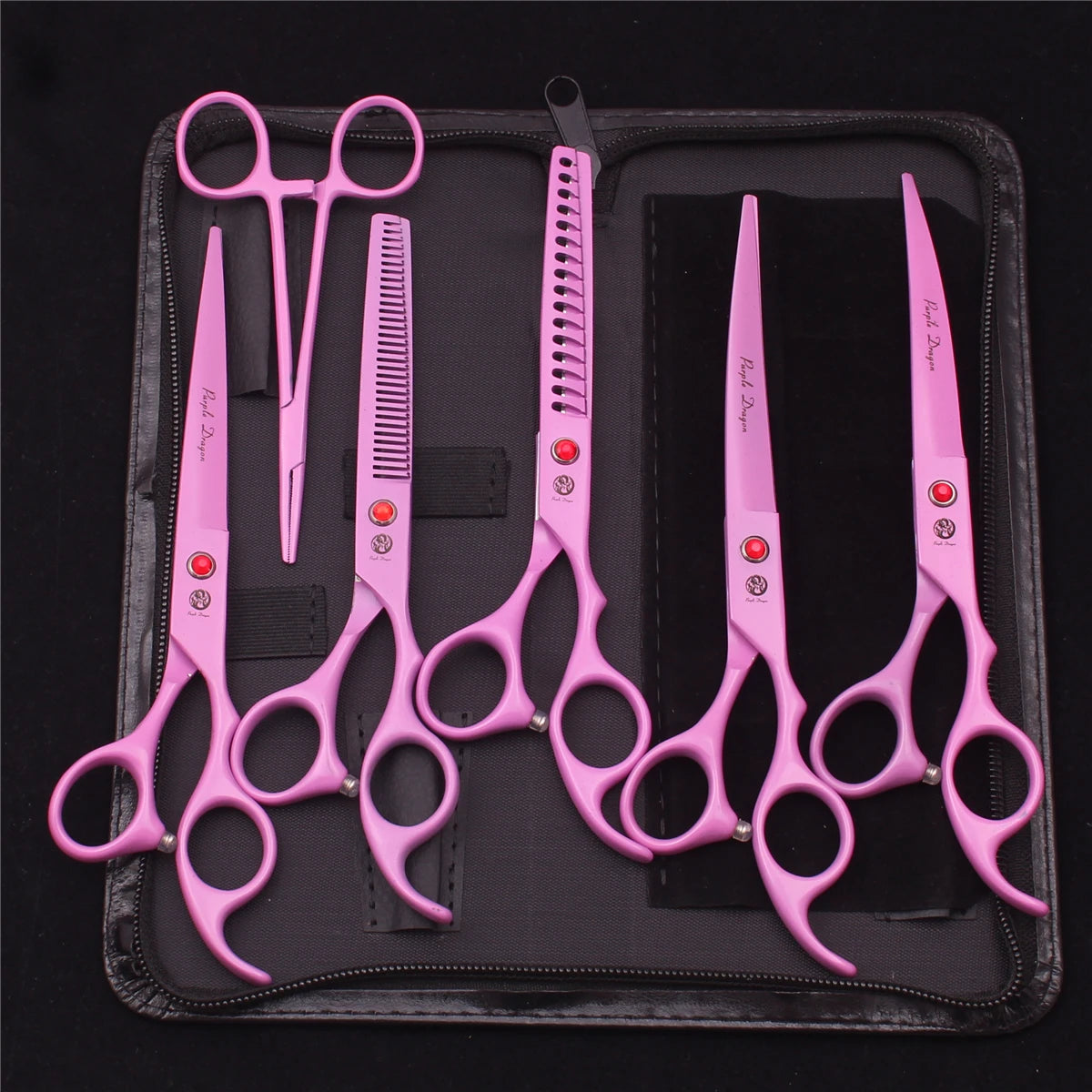 Set Professionale Toelettatura Purple Dragon – Forbici in Acciaio Inox Pink Edition