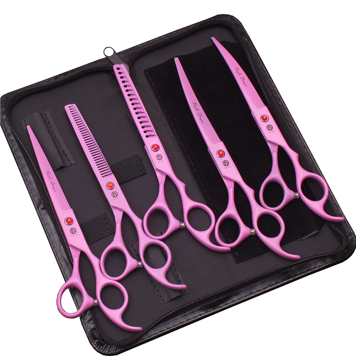 Set Professionale Toelettatura Purple Dragon – Forbici in Acciaio Inox Pink Edition
