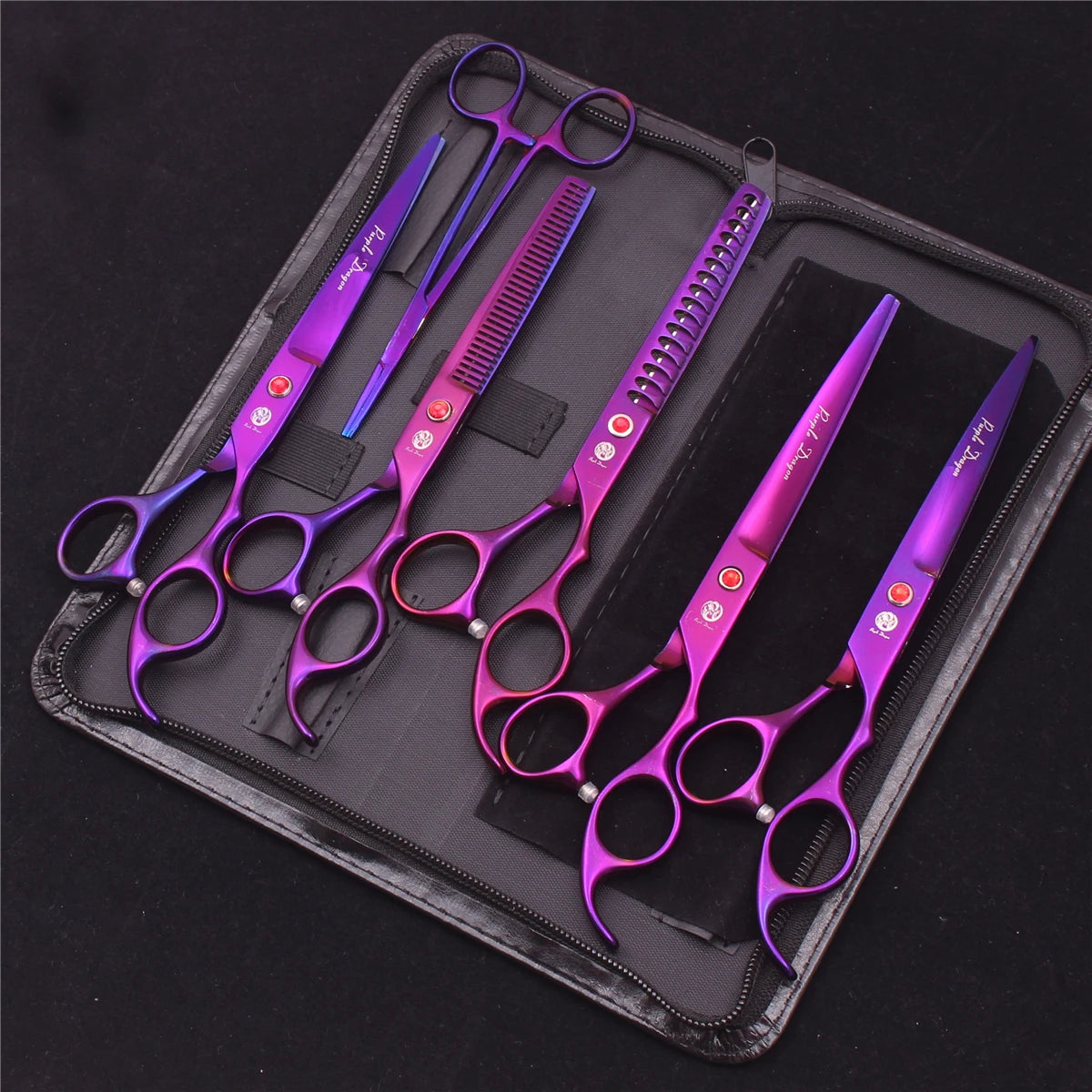 Set Professionale Toelettatura Purple Dragon – Forbici in Acciaio Inox Pink Edition