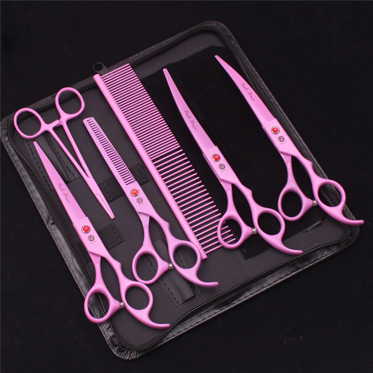 Set Professionale Toelettatura Purple Dragon – Forbici in Acciaio Inox Pink Edition