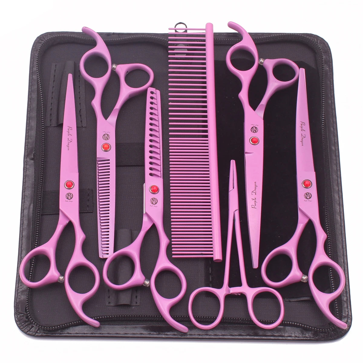 Set Professionale Toelettatura Purple Dragon – Forbici in Acciaio Inox Pink Edition
