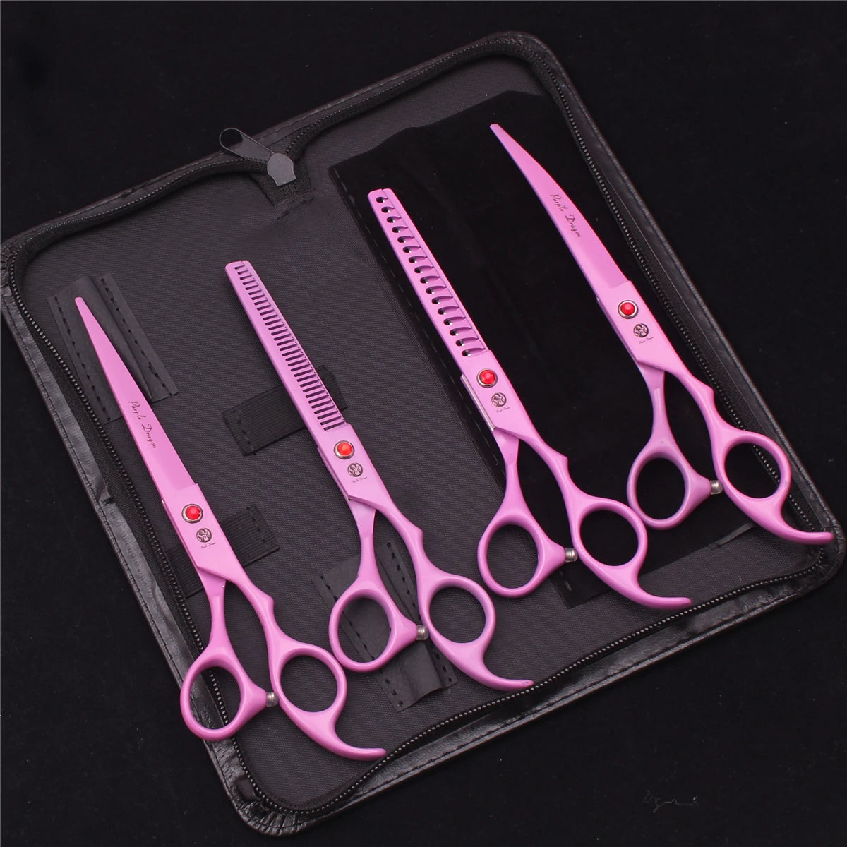 Set Professionale Toelettatura Purple Dragon – Forbici in Acciaio Inox Pink Edition