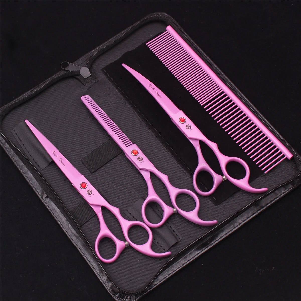 Set Professionale Toelettatura Purple Dragon – Forbici in Acciaio Inox Pink Edition