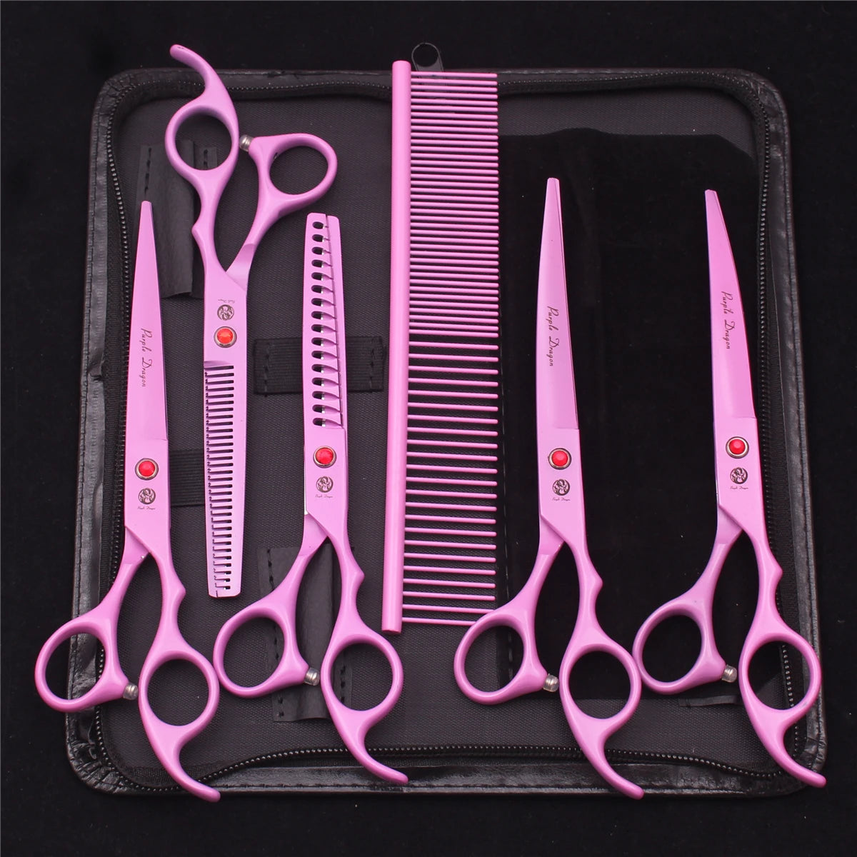 Set Professionale Toelettatura Purple Dragon – Forbici in Acciaio Inox Pink Edition