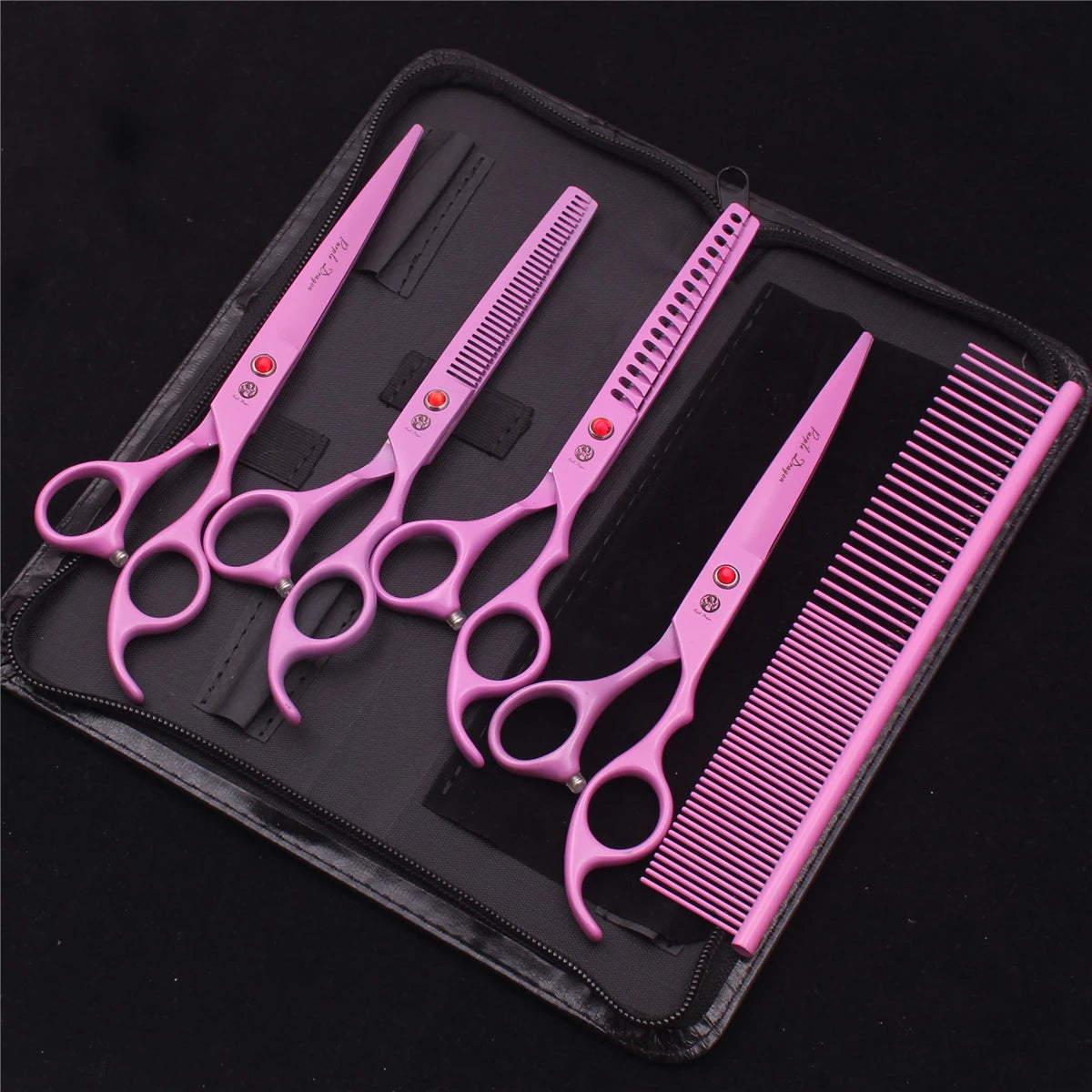 Set Professionale Toelettatura Purple Dragon – Forbici in Acciaio Inox Pink Edition