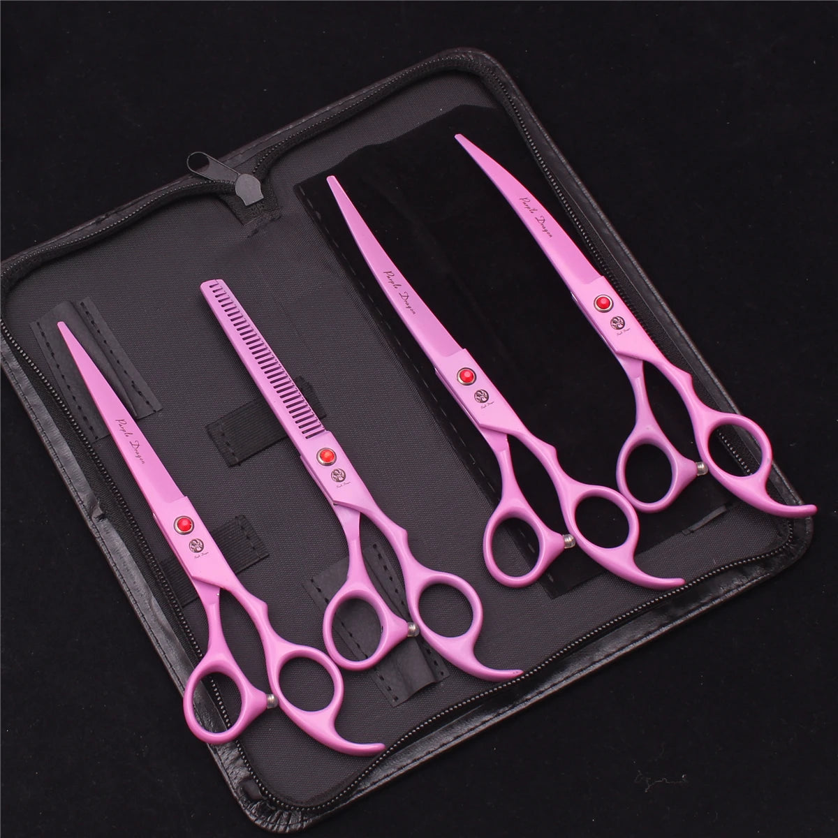 Set Professionale Toelettatura Purple Dragon – Forbici in Acciaio Inox Pink Edition